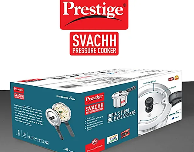 Prestige Svachh Aluminium Anti Bulge Gas & Induction Compatible Pressure Cooker - Silver, 5 l-5.webp